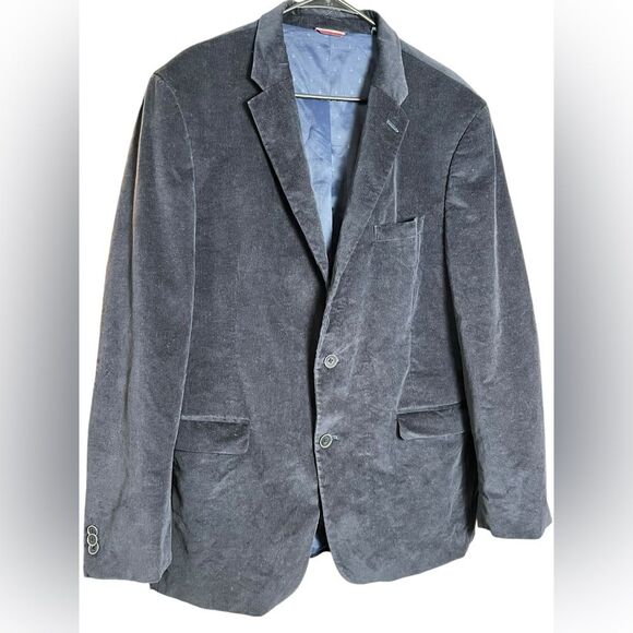 Tommy Hilfiger Vintage Corduroy double button Navy Blue Elbow Patch Size 44 - Picture 3 of 10